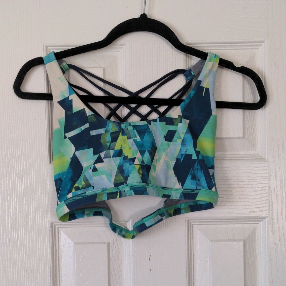 Born Primitive Geometric Sports Bra - Blue and Green